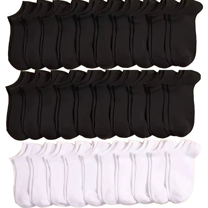 Unisex Casual Boat Socks - Soft, Breathable & Moisture-Wicking Ankle Socks (5/10/20/30 Pairs)