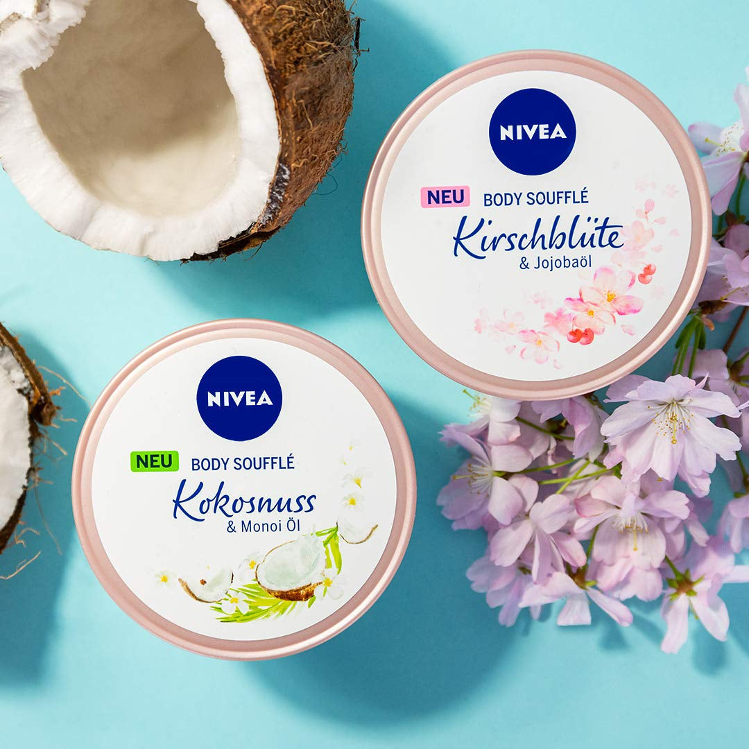 NIVEA Body Soufflé Coconut & Monoi Oil - 24H Moisturizing Care for Dry and Extremely Dry Skin (200ml)