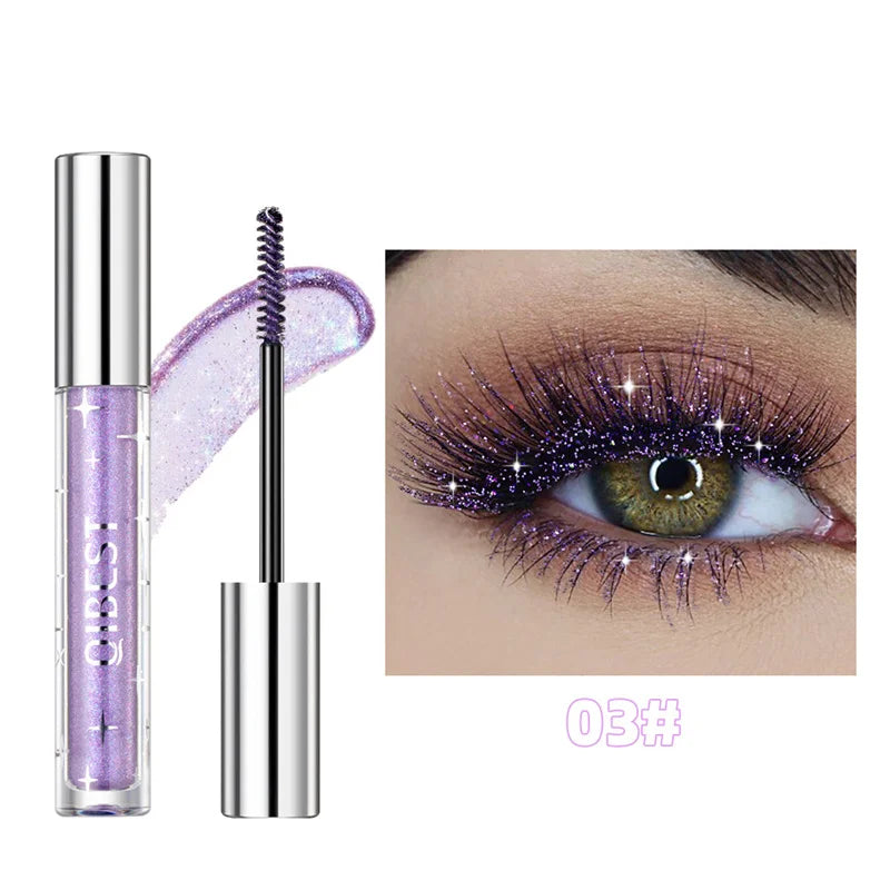 Sliver Gold Purple Glitter Mascara Quick Dry Long Lasting Waterproof Curling Thick Shiny Eyelash Fashional Sexy Diamond Mascara