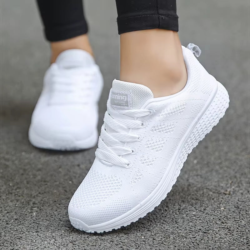 Ultra-Lightweight Breathable White Sports Sneakers for Women - Perfect for Basketball and Casual Outings!