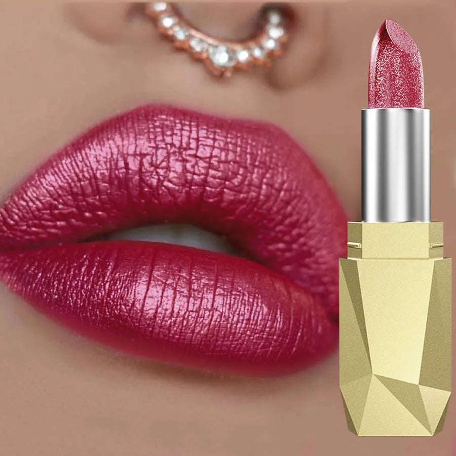 1PC Diamond Shimmer Diamond Shimmer Glitter Lipstick Long Lasting Waterproof Lip Oil for Women Girls Lips Tint Makeup Cosmetics