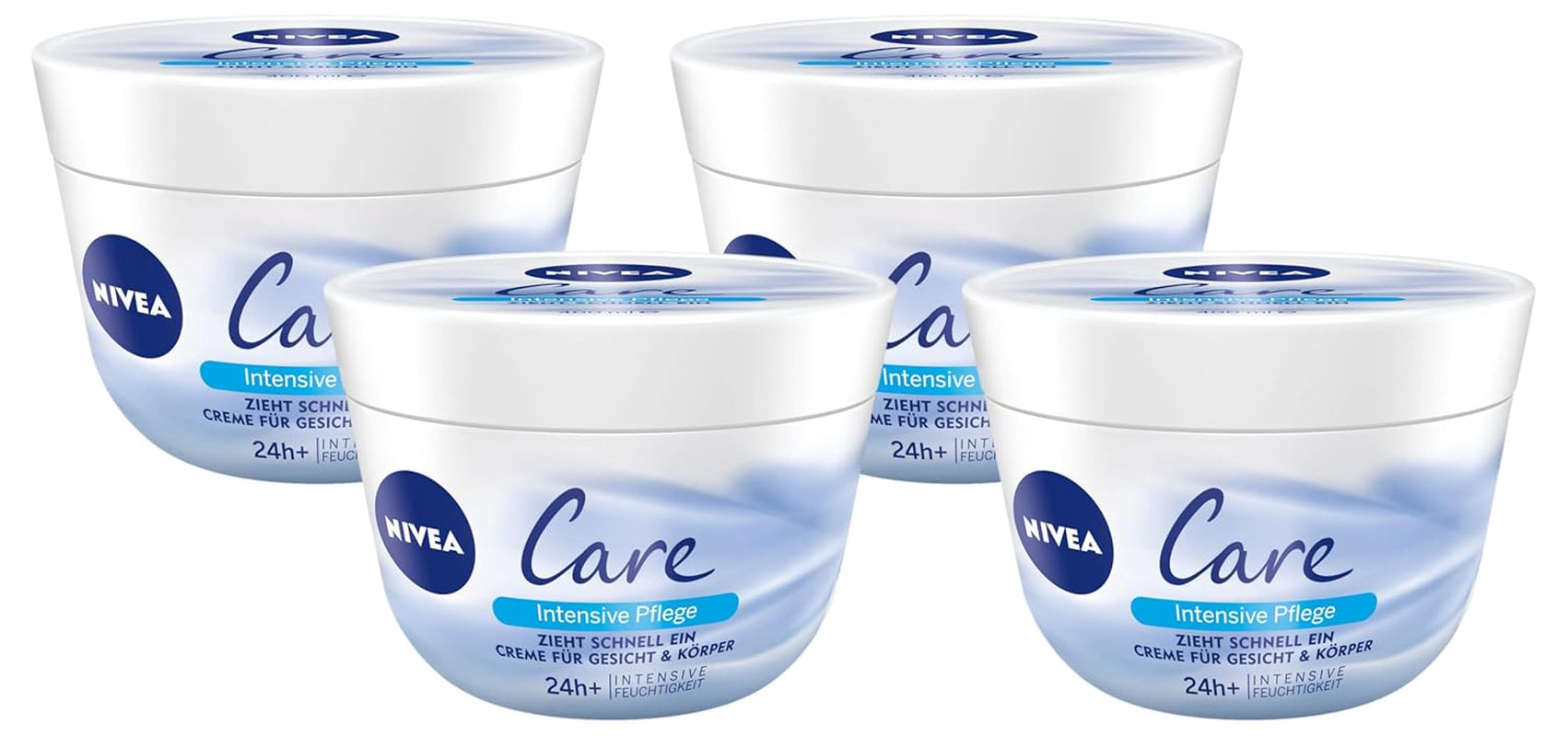 NIVEA Intensive Care Cream 4-Pack for Body & Face, 4 x 50ml Tubs