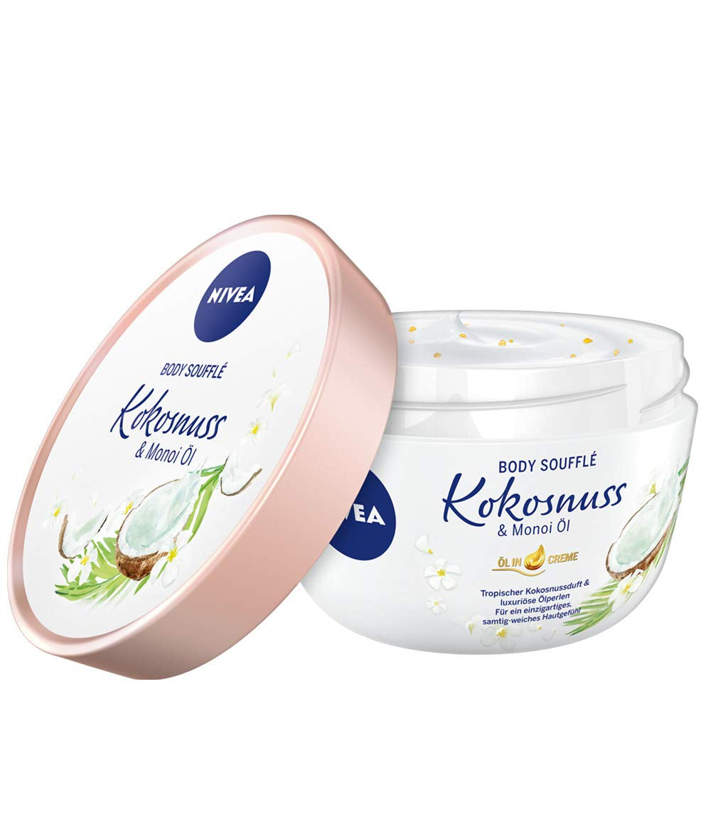 NIVEA Body Soufflé Coconut & Monoi Oil - 24H Moisturizing Care for Dry and Extremely Dry Skin (200ml)