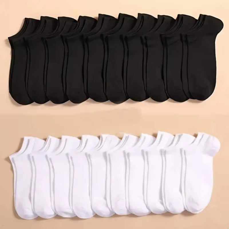 Unisex Casual Boat Socks - Soft, Breathable & Moisture-Wicking Ankle Socks (5/10/20/30 Pairs)