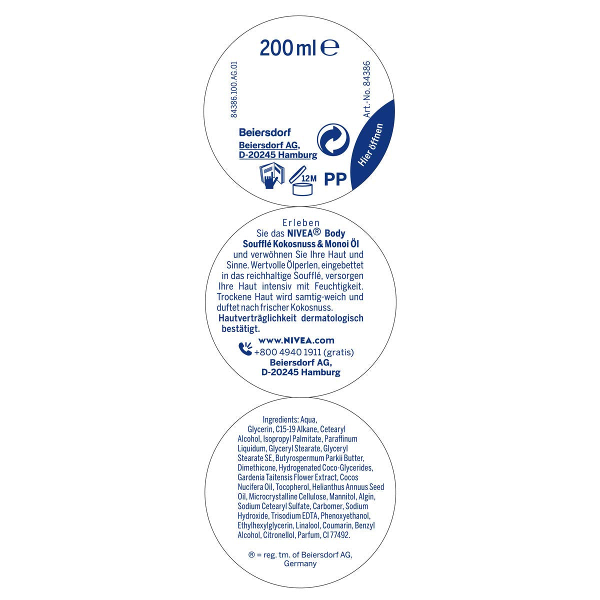 NIVEA Body Soufflé Coconut & Monoi Oil - 24H Moisturizing Care for Dry and Extremely Dry Skin (200ml)