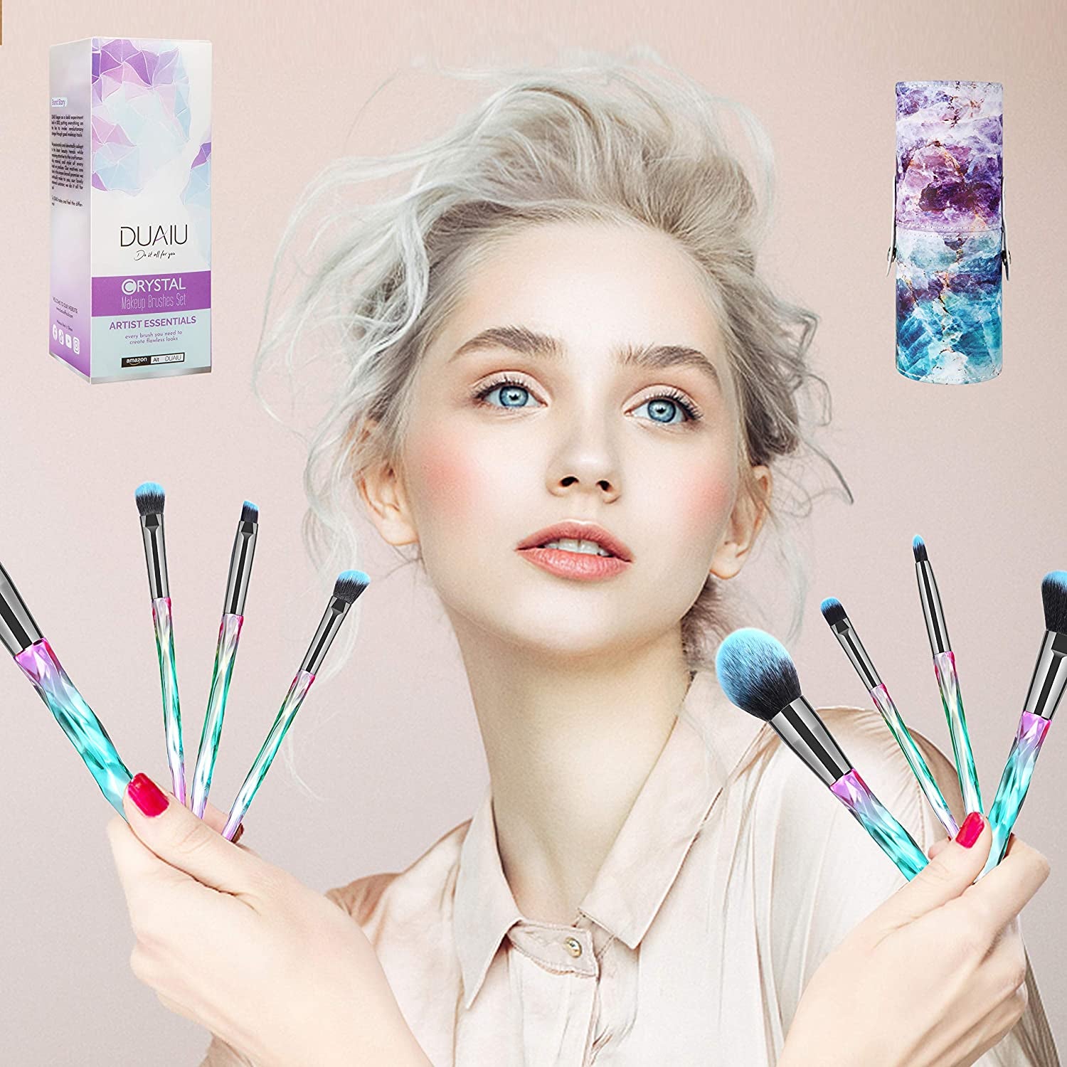 Pinselset Makeup Make up Pinsel Set 15 Stück Premium Synthetische Borsten Kristallgriff Kabuki Foundation Gesicht Lippen Auge Professional Mit Sternengeschenkbox