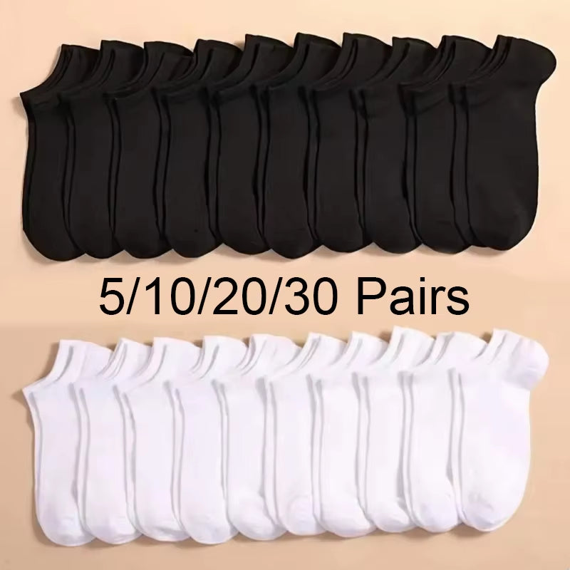 Unisex Casual Boat Socks - Soft, Breathable & Moisture-Wicking Ankle Socks (5/10/20/30 Pairs)